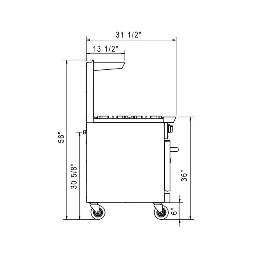 Dukers Gas Range with 4 Open Burners